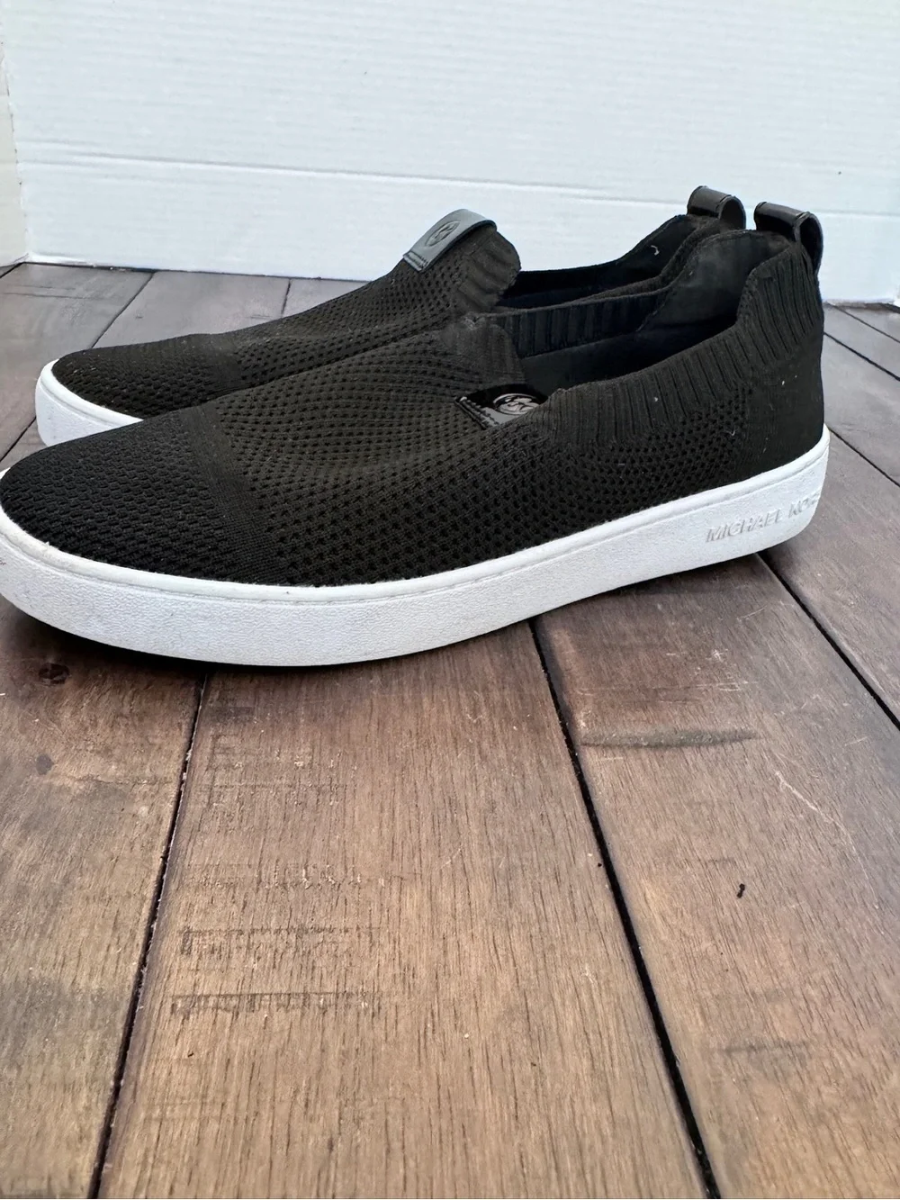 Michael Kors Juno Women's Knit Slip-On Sneaker Shoe Women’s 8 Black Stretch